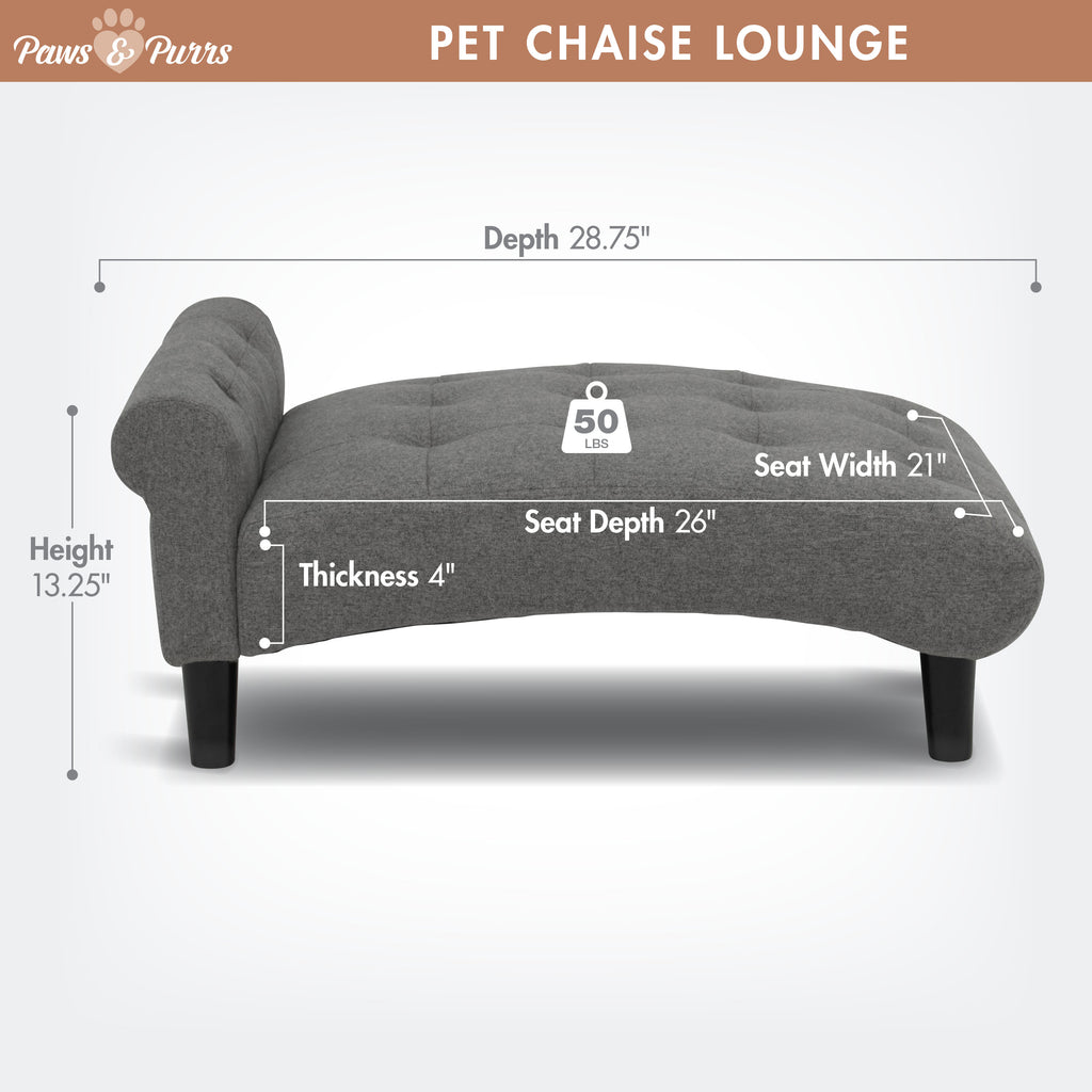 Pet Sofa Chaise Lounge for Small to Medium Cats and Dogs, Gray 61200