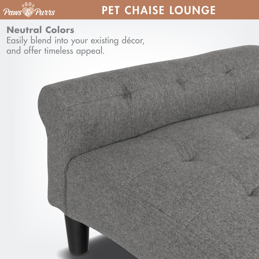 Pet Sofa Chaise Lounge for Small to Medium Cats and Dogs, Gray 61200