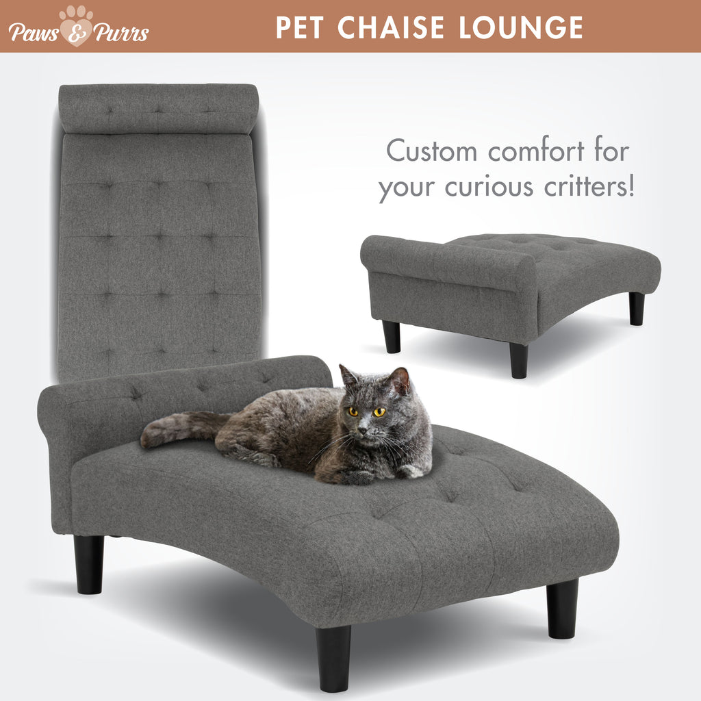 Pet Sofa Chaise Lounge for Small to Medium Cats and Dogs, Gray 61200