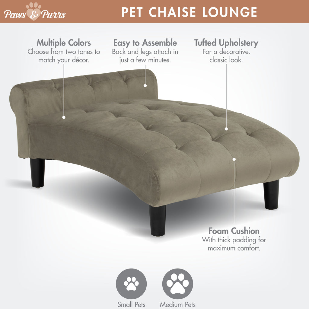Pet Sofa Chaise Lounge for Small to Medium Cats and Dogs, Ash 61201