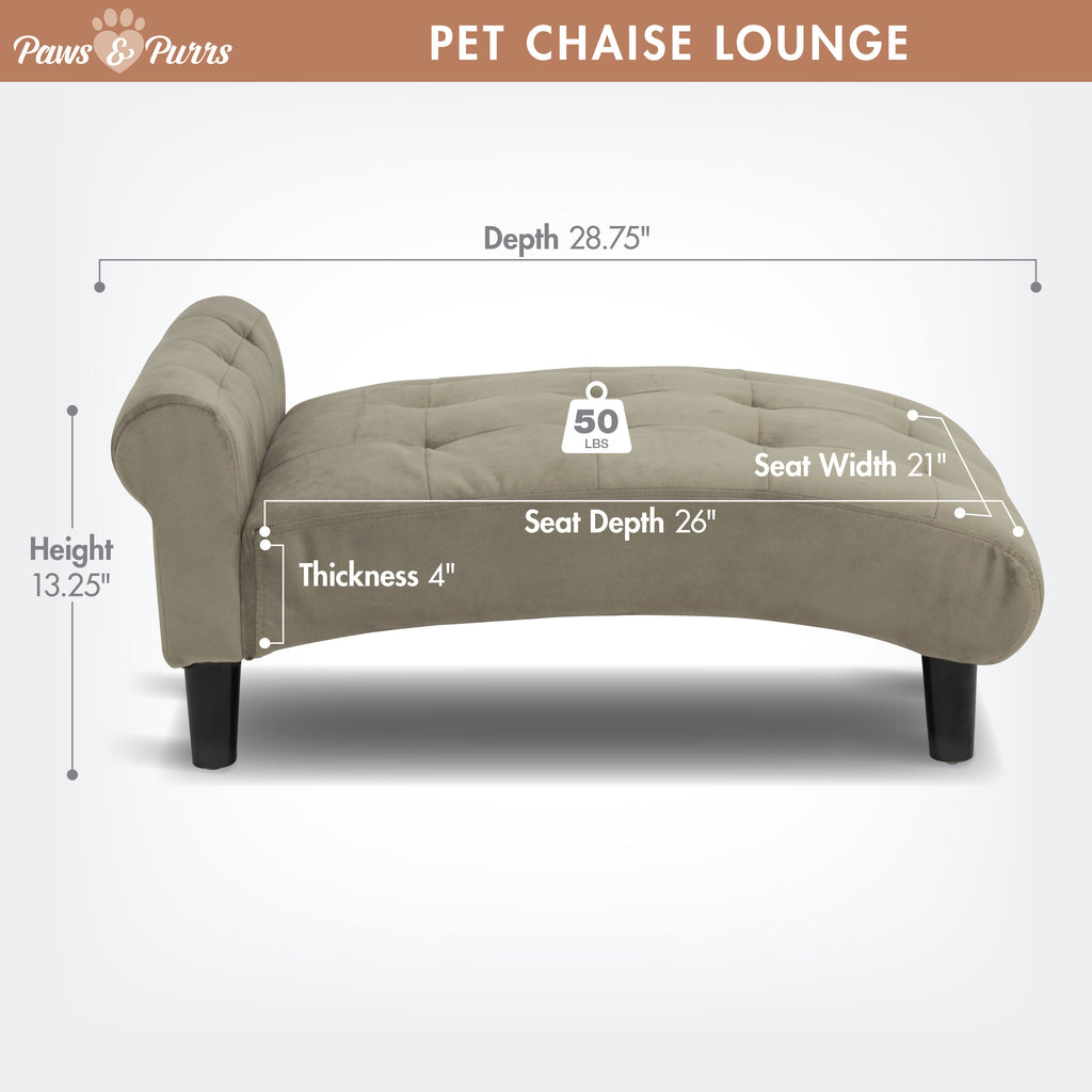 Pet Sofa Chaise Lounge for Small to Medium Cats and Dogs, Ash 61201