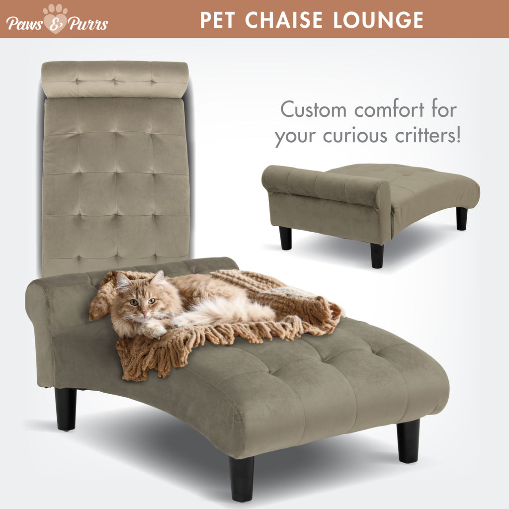 Pet Sofa Chaise Lounge for Small to Medium Cats and Dogs, Ash 61201