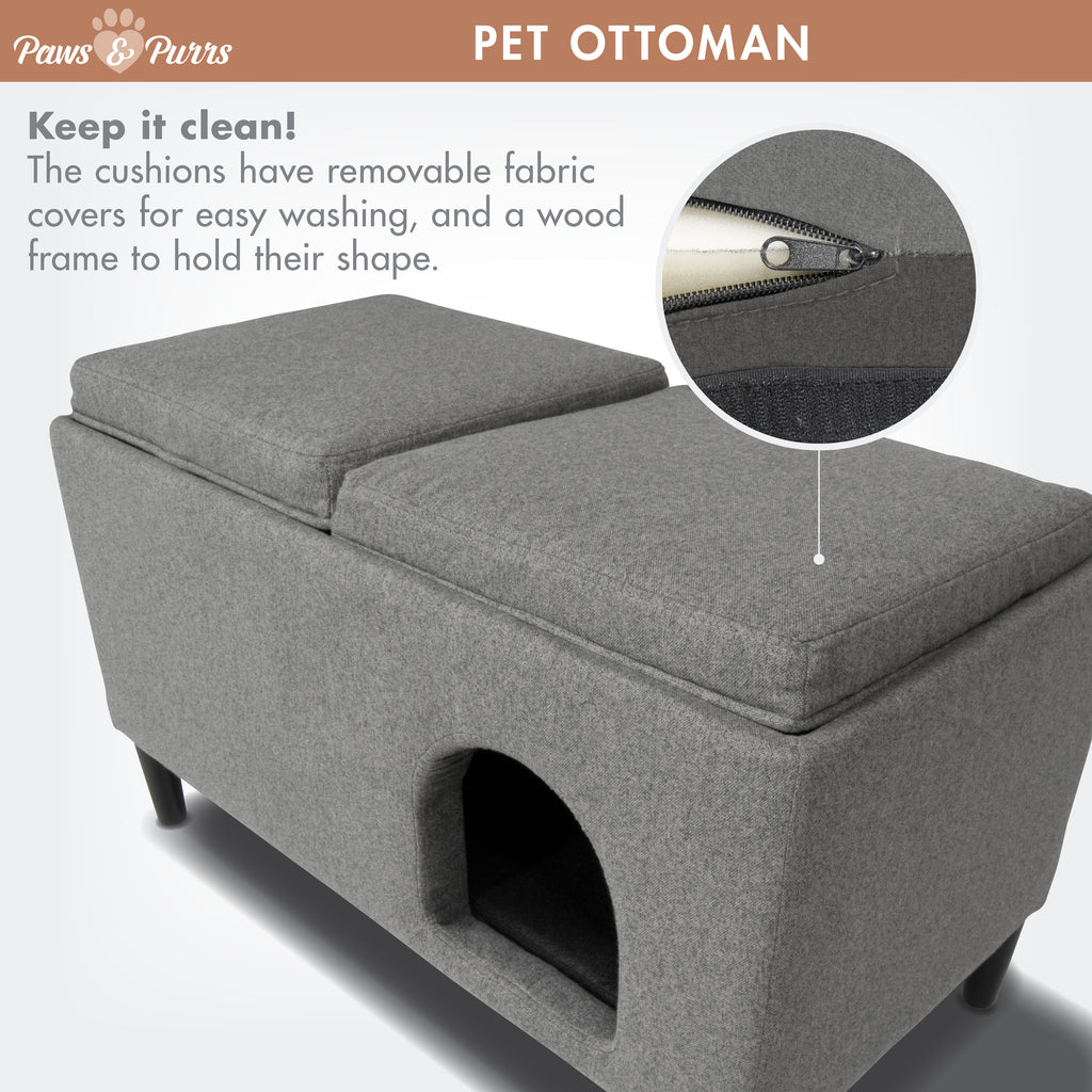 Pet Sofa Ottoman Dual-Purpose for Small to Medium Cats and Dogs, Gray 61210