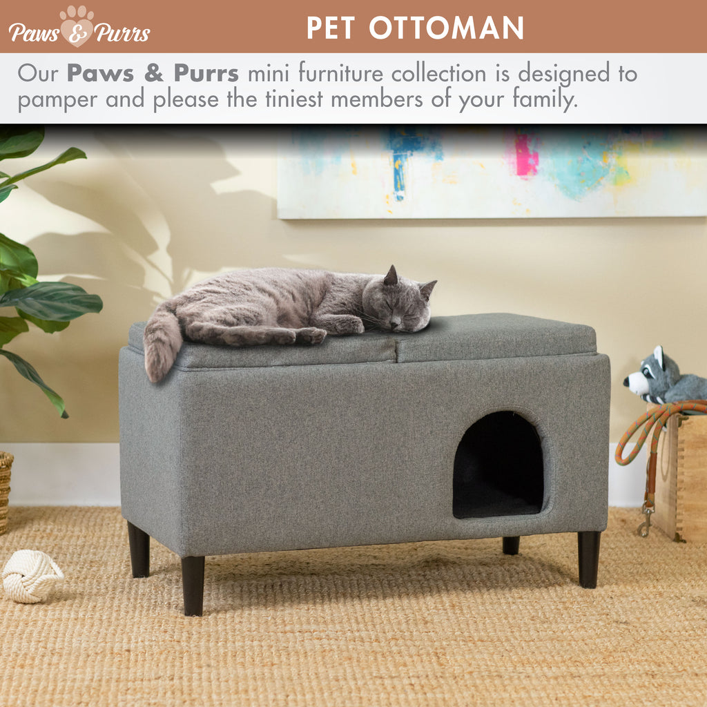 Pet Sofa Ottoman Dual-Purpose for Small to Medium Cats and Dogs, Gray 61210