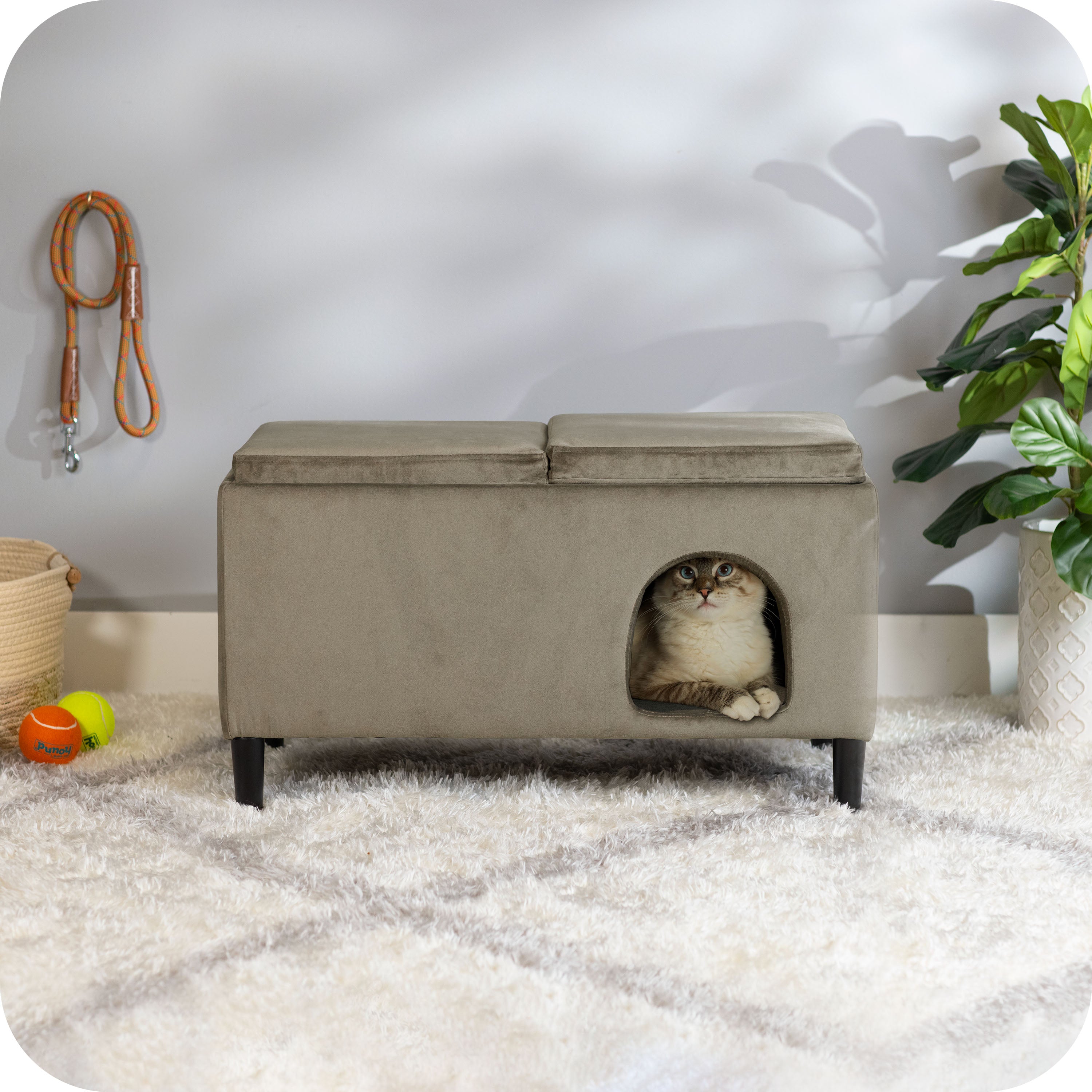 Pet Sofa Ottoman Dual-Purpose for Small to Medium Cats and Dogs, Ash 61211