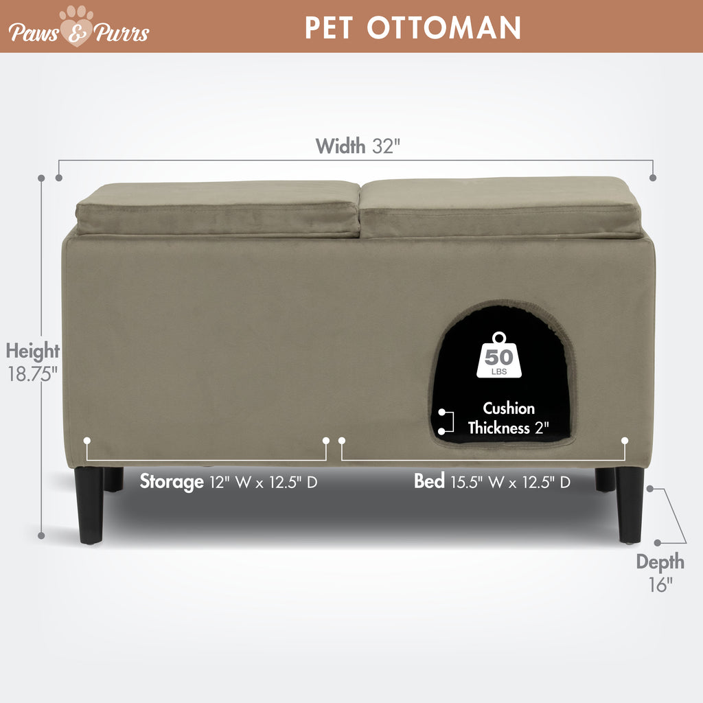 Pet Sofa Ottoman Dual-Purpose for Small to Medium Cats and Dogs, Ash 61211