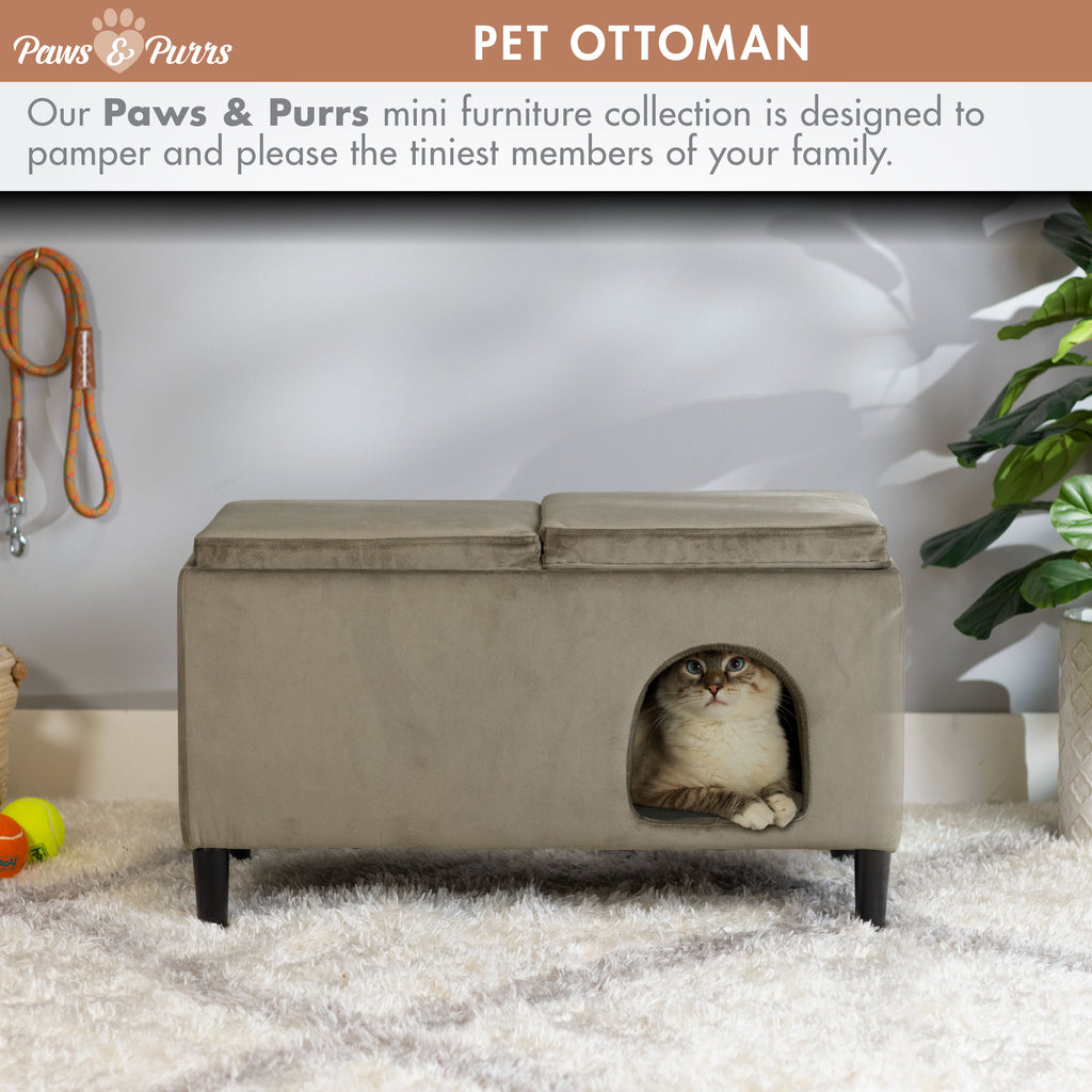 Pet Sofa Ottoman Dual-Purpose for Small to Medium Cats and Dogs, Ash 61211